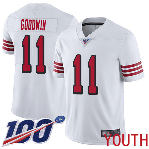 San Francisco 49ers Limited White Youth #11 Marquise Goodwin NFL Jersey 100th Season Vapor Untouchable->youth nfl jersey->Youth Jersey